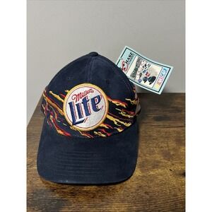 VTG 90s Rusty Wallace NASCAR Miller Lite FORD Racing #2 Snapback Hat STRIPED